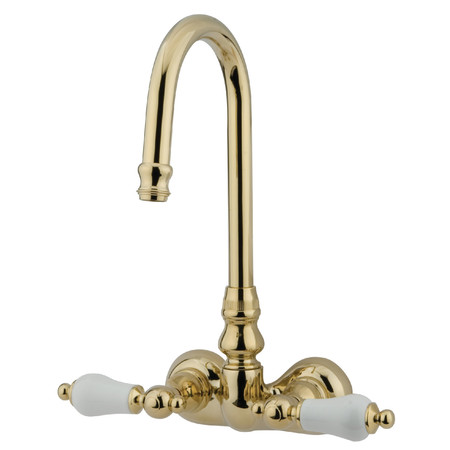 KINGSTON BRASS Wall-Mount Clawfoot Tub Faucet, Polished Brass, Tub Wall Mount CC75T2