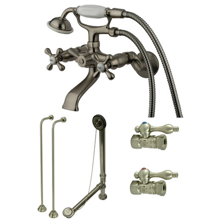 KINGSTON BRASS Clawfoot Tub Faucet Packages, Brushed Nickel, Tub Wall Mount CCK265SN
