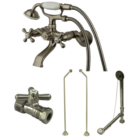 KINGSTON BRASS Clawfoot Tub Faucet Packages, Brushed Nickel, Tub Wall Mount CCK265SND