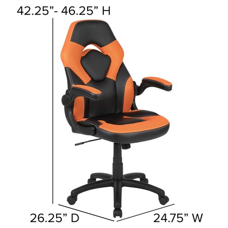 Flash Furniture Gaming Chair, Padded Flip-up, Orange CH-00095-OR-GG