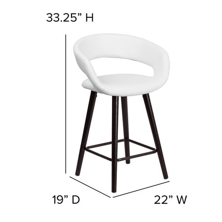 Flash Furniture White Vinyl Counter Stool, 24"H, Frame Material: Wood CH-152561-WH-VY-GG
