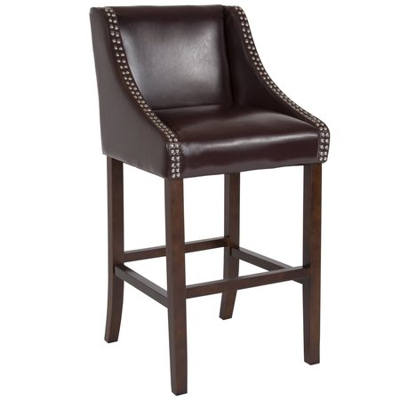 Flash Furniture Brown Leather/Wood Stool, 30 CH-182020-30-BN-GG