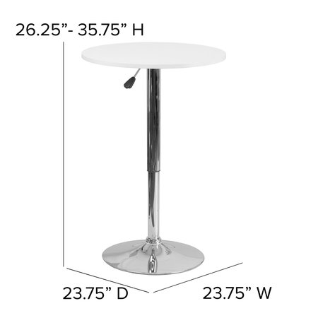 Flash Furniture Round Round Adjustable Wood Table, 23.75" X 23.75" X 35.75", Wood Top, White CH-2-GG