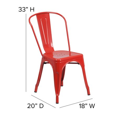 Flash Furniture Red Metal Indoor-Outdoor Stackable Chair CH-31230-RED-GG