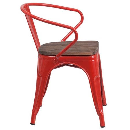 Flash Furniture Metal Chair with Arms, Red CH-31270-RED-WD-GG
