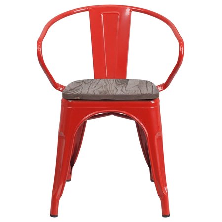 Flash Furniture Metal Chair with Arms, Red CH-31270-RED-WD-GG