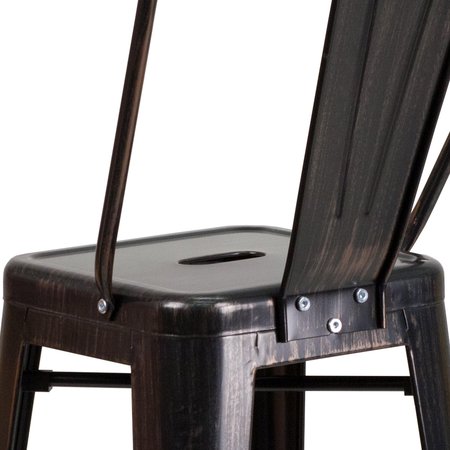 Flash Furniture 30" High Black-Antique Gold Metal Barstool w/Back CH-31320-30GB-BQ-GG