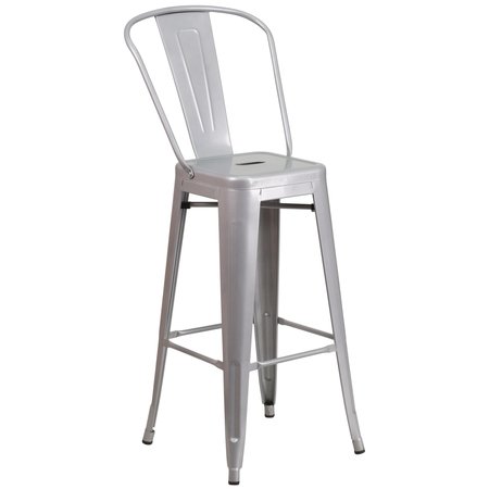 Flash Furniture 30" High Silver Metal Indoor-Outdoor Barstool CH-31320-30GB-SIL-GG