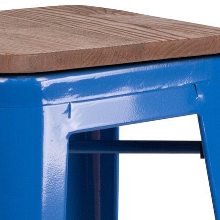 Flash Furniture Metal Barstool, 30", Blue, Material: Plastic CH-31320-30-BL-WD-GG