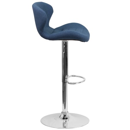 Flash Furniture Blue Fabric Barstool, Adj Height CH-321-BLFAB-GG