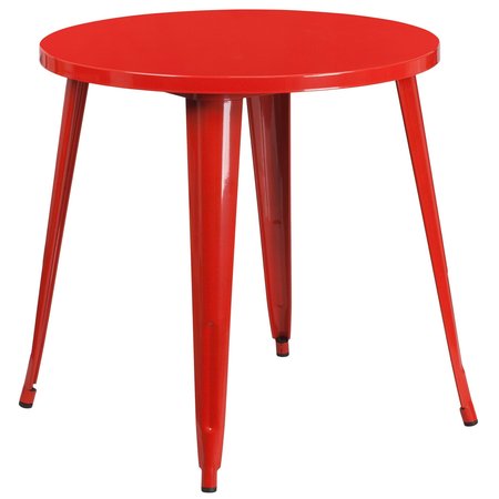 Flash Furniture Round 30" W, 30" L, 29.5" H, Metal Top, Red CH-51090TH-2-18CAFE-RED-GG