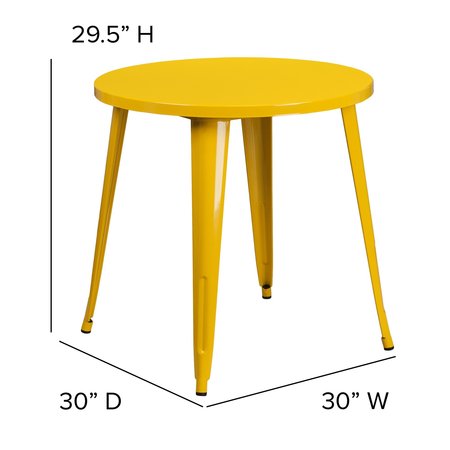 Flash Furniture Round 30" W, 30" L, 29.5" H, Metal Top, Yellow CH-51090-29-YL-GG