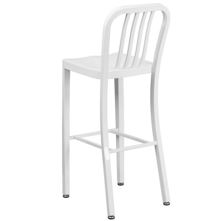 Flash Furniture 30" High White Metal Barstool with Slat Back CH-61200-30-WH-GG