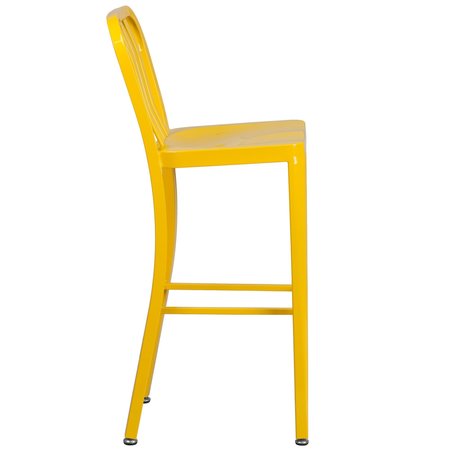 Flash Furniture 30" High Yellow Metal Barstool with Slat Back CH-61200-30-YL-GG