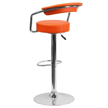 Flash Furniture Orange Vinyl Barstool, Adj Height CH-TC3-1060-ORG-GG