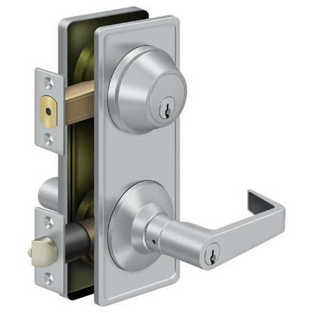 DELTANA Interconnected Lock Gr2, Entry With Claredon Lever Satin Chrome CL300ILC-26D