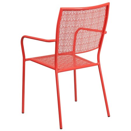 Flash Furniture Coral Steel Patio Arm Chair with Square Back CO-2-RED-GG