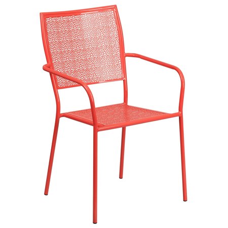 Flash Furniture 30" Round Coral Steel Folding Table w/ 4 Chairs CO-30RDF-02CHR4-RED-GG