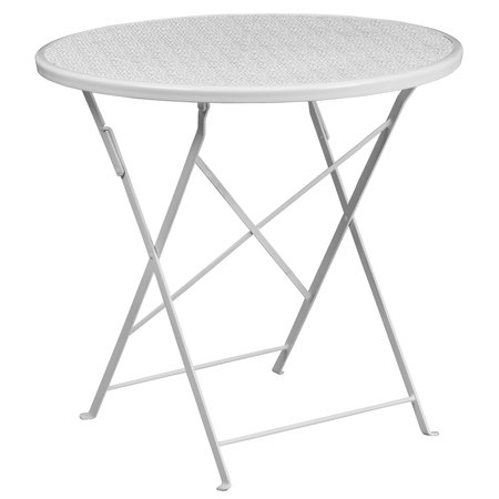Flash Furniture 30" Round White Steel Folding Table w/ 4 Chairs CO-30RDF-02CHR4-WH-GG