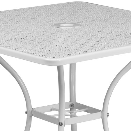 Flash Furniture 35.5" Square White Steel Patio Table-Umbrella Hole CO-6-WH-GG