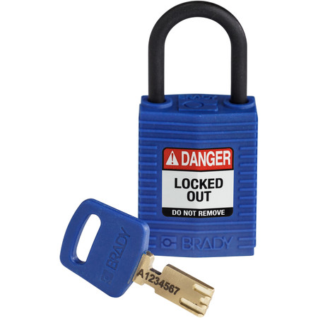 BRADY SAFEKEY Lockout Padlock Nylon Blue 1.0" Plastic CPT-BLU-25PL-KD