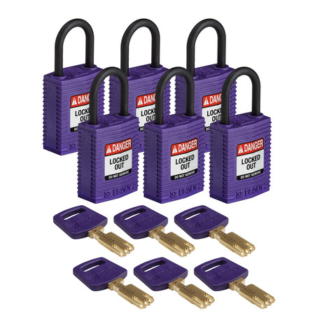BRADY SAFEKEY Lockout Padlock Nylon Purple 1.0" P CPT-PRP-25PL-KA6PK