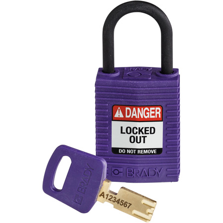 BRADY SAFEKEY Lockout Padlock Nylon Purple 1.0" Plasti CPT-PRP-25PL-KD