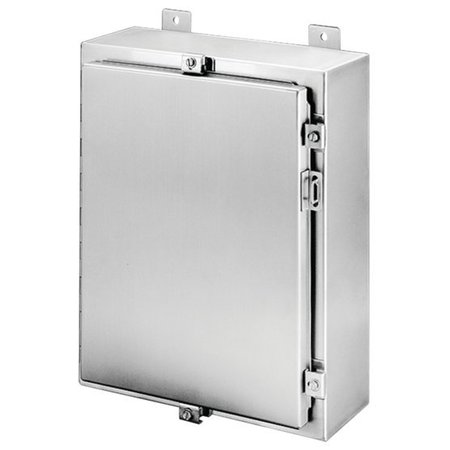 NVENT HOFFMAN 304 Stainless Steel Enclosure, 16 in H, 12 in W, 8 in D, 12, 13, 3, 3R, 3RX, 4, 4X, Hinged A16H1208SSLP