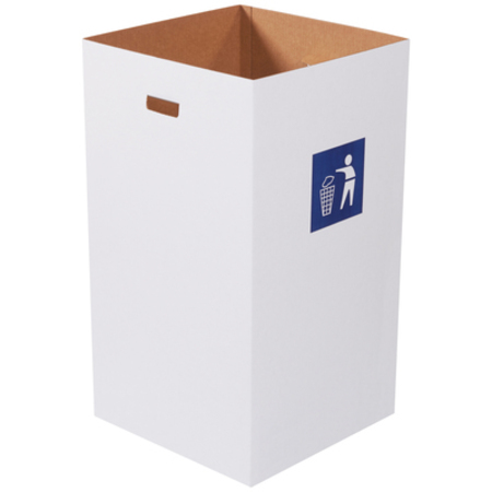 PARTNERS BRAND Trash Can, White, 200#/ECT-32 Corrugated CRR50W