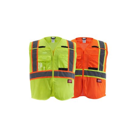 Milwaukee Tool Class 2 CSA Compliant Breakaway High Visibility Yellow Mesh Safety Vest - 4X-Large/5X-Large 48-73-5174