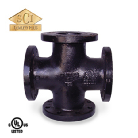 SMITH-COOPER Flanged Cross, Ductile Iron, 150lb, 4" 4319002508