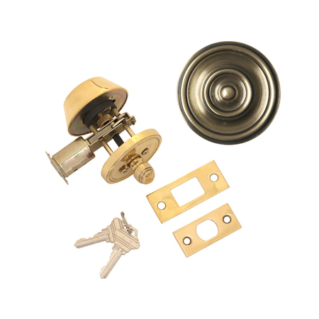 BRASS ACCENTS SINGLE CYLINDER DEADBOLT, 2" ANTIQUE BRA D09-D0050-609