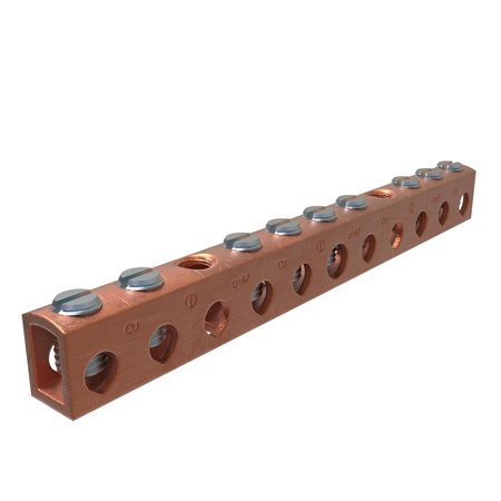 ILSCO Copper Netrual Bar Connector, Cndctr 4T D167-8-EC