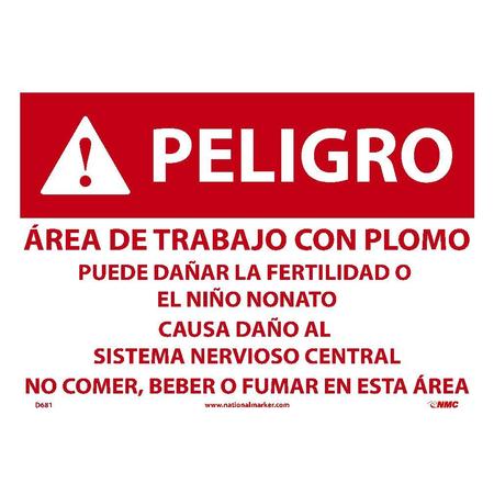 NMC Danger Spanish Lead Work Area Sign D681