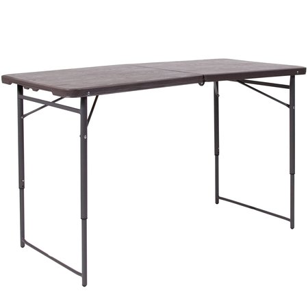 Flash Furniture Rectangle Plastic Table, 23.5''W x 48.25''L, 23.5" W, 48.25" L, 29.5" H, Plastic Top, Brown DAD-LF-122Z-GG