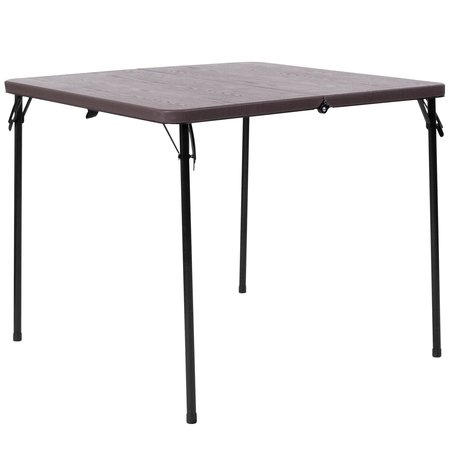 Flash Furniture Square Folding Table, 34" W, 34" L, 28.5" H, Plastic Top, Brown DAD-LF-86-GG