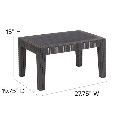 Flash Furniture Coffee Table, 27.75 W, 19.75 L, 15 H, Resin Top, Dark Gray DAD-SF2-T-DKGY-GG