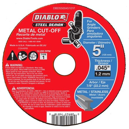 DIABLO Steel Demon 5" Type 1 Metal Cut-Off D DBDS50045101F