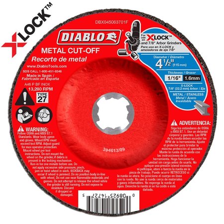 Diablo Type 27 Metal Cut-Off Disc for X-Lock an DBX045063701F