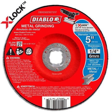 Diablo Type 27 Metal Grinding Disc for X-Lock a DBX050250701F