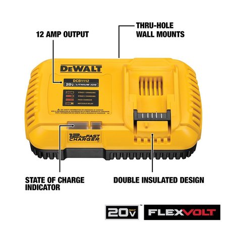 Dewalt Battery Charger, 22.0V, Li-Ion DCB1112