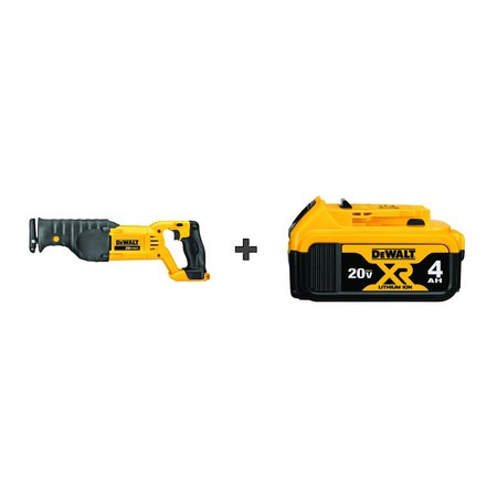 Dewalt Cordless Recip Saw, 3000SPM, 20VDC, Battery DCS380B/DCB204