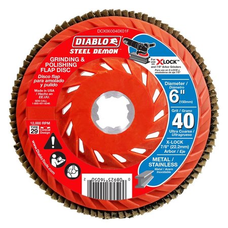 DIABLO Flap Disc, 40-Grit for X-Lock and All G DCX060040X01F