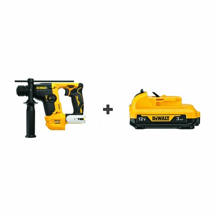 DEWALT Cordless Rotary Hammer, 3/8 in, DC Battery DCH072B/DCB124