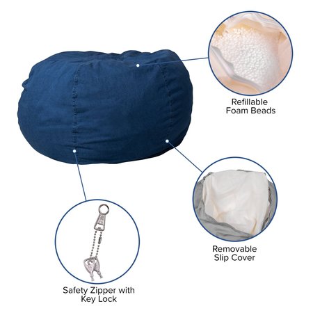 Flash Furniture Bean Bag Chair, 42" L 19" H DG-BEAN-LARGE-DENIM-GG