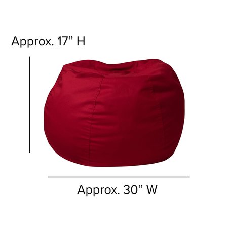 Flash Furniture Bean Bag Chair, 30"L18"H DG-BEAN-SMALL-SOLID-RED-GG