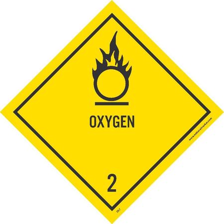 NMC Oxygen 2 Dot Placard Label, Material: Pressure Sensitive Paper DL7AL