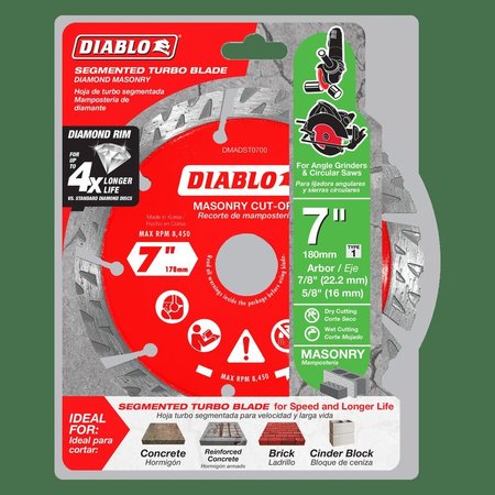 Diablo Diamond Segmented Masonry Cut-Off Discs DMADST0700