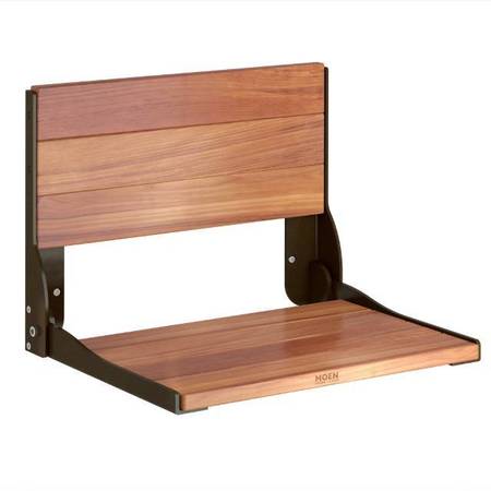 Moen Bath Safety, Fold Down Teak Shower Seat Old World Bro, Old World Bronze DN7110OWB