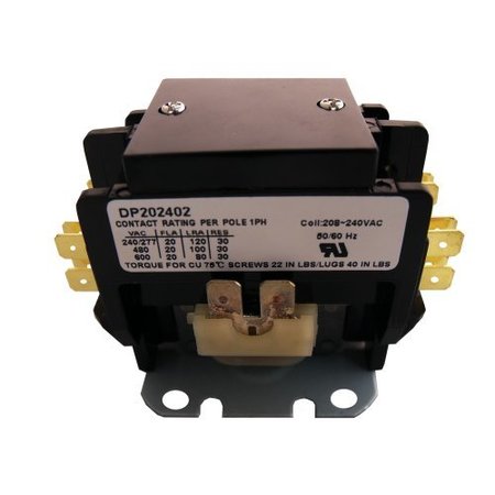 SUPCO Contactor, 20A, 240V, 2 Pole DP202402